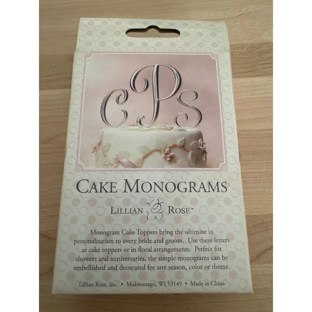 Lillian Rose Cake Monogram Letter J Silver Wedding Cake Topper Anniversary Decor